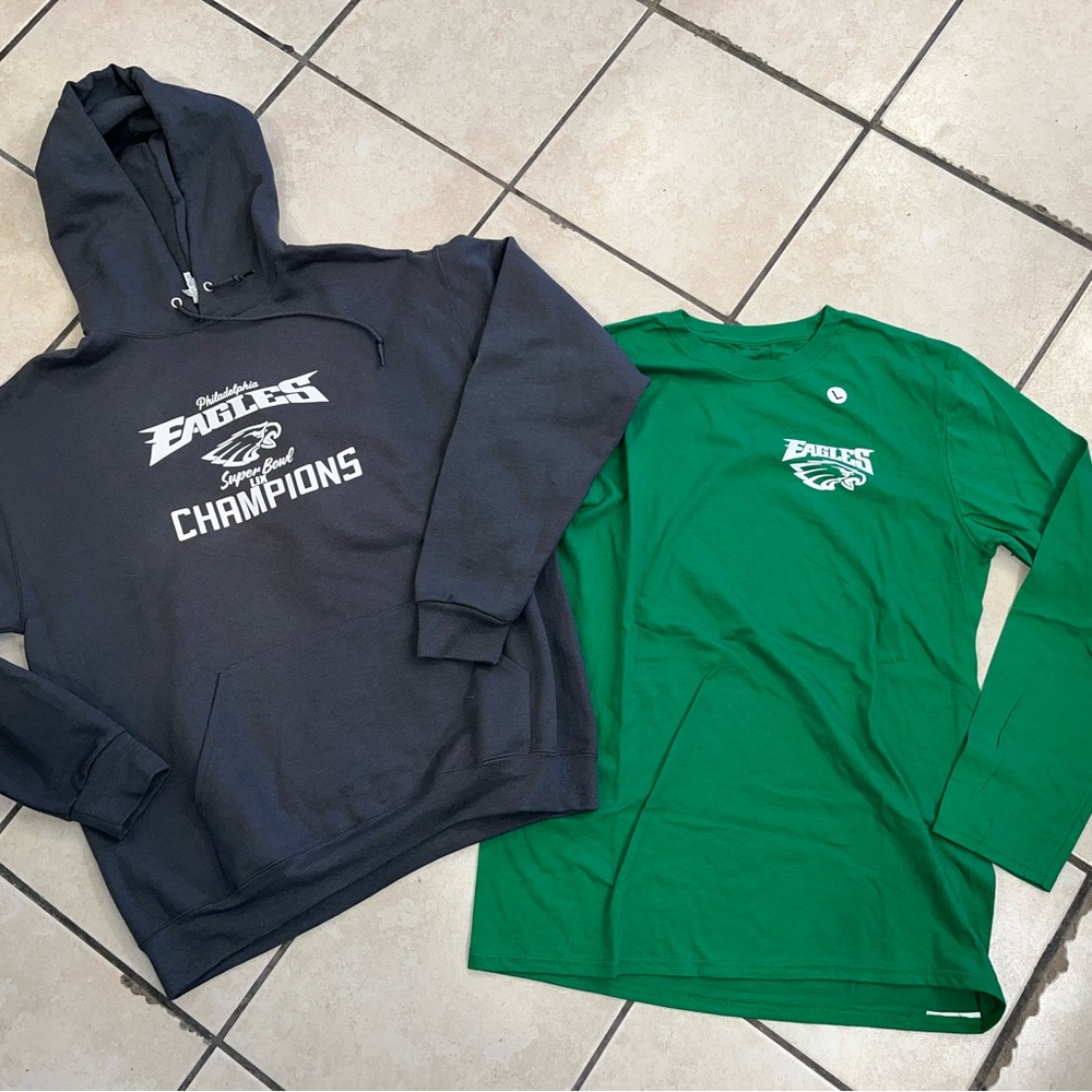 Philadelphia Eagles Champions Hoodie and T-Shirt Set - grey and Green